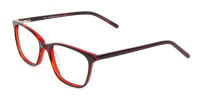 Dark Cherry Red Rectangular Glasses Frame Women-1