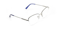 Silver Dark Navy Blue Half Cat Glasses - 1