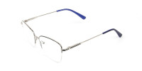 Silver Dark Navy Blue Half Cat Glasses - 1