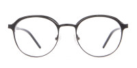 Black Mixed Material Round Glasses