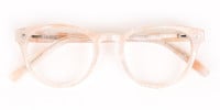 Brown Translucent Nude & Stripe round Glasses-1