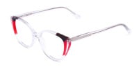 Crystal Clear and Black Red Wings Cat Eye Glasses-1
