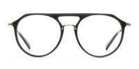 Delicate Designer Double-Bridged Glasses in Black and Gold - 1