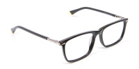 Black Rectangular Glasses with Yellow Accent - 1