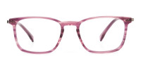 Rectangular Striped Pink Lilac Eyeglasses - 1