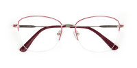 Red & Gold Half Frame Cat Eye Glasses For Women - 1