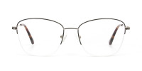 Black & Gold Half Rim Cat Eye Glasses - 1