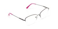 Purple Burgundy Gunmetal Half Cat Eye Glasses - 1