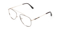 Gold & Brown Thin Metal Aviator Glasses - 1