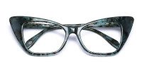 Retro Green Thick Cat Eye Glasses-1