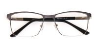 Black and Silver Grey Gunmetal Rectangle Glasses-1
