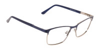 Royal Blue & Gunmetal Rectangular Metal Glasses-1