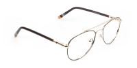 Aviator Dark Brown Gold Fine Metal Glasses - 1