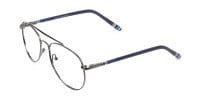 Aviator Gunmetal Dark Blue Fine Metal Glasses - 1