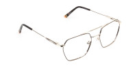 Hipster Geometric Gold & Brown Thin Metal Frame Glasses  - 1