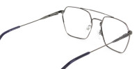 Dark Navy & Gunmetal Thin Metal Glasses - 1