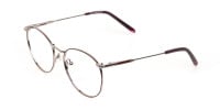 Red, Burgundy & Silver Metal Round Glasses-1