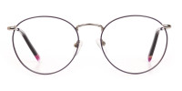 Raisin Purple & Silver Round Glasses in Metal -1