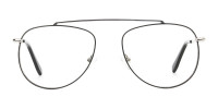 Silver & Dark Green Aviator Glasses - 1