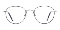 Lightweight Silver & Royal Blue Round Spectacles - 1