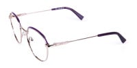 Dark Purple Silver Round Aviator Glasses-1