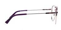 Dark Purple Silver Round Aviator Glasses-1