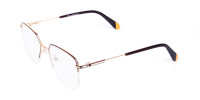 Brown Gold Geometric Aviator Glasses-1