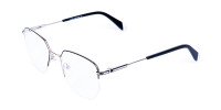 Black Silver Geometric Aviator Glasses-1
