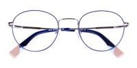 Dark Navy Blue and Silver Round Glasses-1