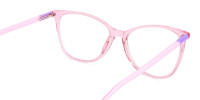 Crystal Clear or Transparent blossom and hot Pink Round Glasses Frames-1