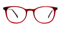 Wine Red Translucent Round Glasses Frames-1