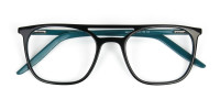 Black & Teal Aviator Spectacles - 1