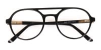 Black Double Bridge Designer Glasses Frame Unisex-1