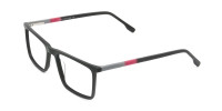Matte Black & Red Rectangular Glasses - 1