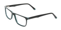 Black and Dark Green Temple Tips Glasses in Rectangular - 1
