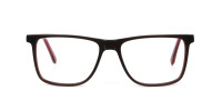 Designer Dark Brown & Red Frame Glasses Men Women - 1