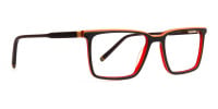 black and orange rectangular full rim glasses frames-1