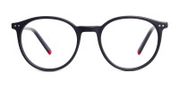 matte black and red round glasses frames-1