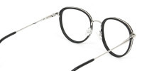 Metal Silver and Black Thick Round Frame Glasses - 1