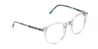 Crystal Grey and Teal Tortoise Glasses in Round - 1