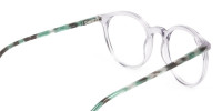 Crystal Grey and Teal Tortoise Glasses in Round - 1