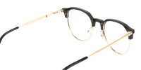 Mixed Material Round Black & Gold Clubmaster Glasses Men's Women's - 1