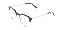 Clubmaster Eyeglasses in Black and Silver Round Frame - 1
