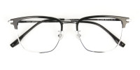 Wayfarer Browline Black & Silver Large Frame Glasses - 1