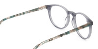 Keyhole Grey Frame Eyeglasses with Brown, Blue Tortoise Temple - 1