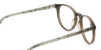 Keyhole Mocha Brown & Marble Hunter Green Glasses in Round - 1