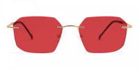 red rimless sunglasses-1
