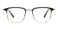 Shining Black and Gold Glasses in Browline Square - 1