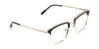 Shining Black and Gold Glasses in Browline Square - 1