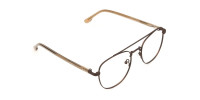 Honey Brown Aviator Wayfarer Glasses in Metal - 1